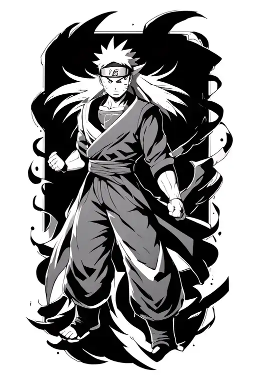naruto,bleach,inuyasha, one piece, dragonball z full body charging tattoo design idea