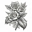 rose with stem and 2 leaves with a small dove tattoo design idea