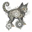 combine schrödinger's cat with the chaos theory and fractals of it and the text "scientia vincere tenebras" tattoo design idea