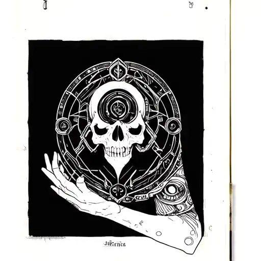 cybersigilism and gothic line work arm sleeve tattoo no animals or people only line work tattoo design idea