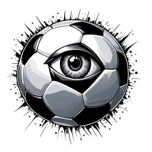 a soccer with an eye in it tattoo design idea