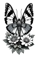 moth, plants flower tattoo design idea