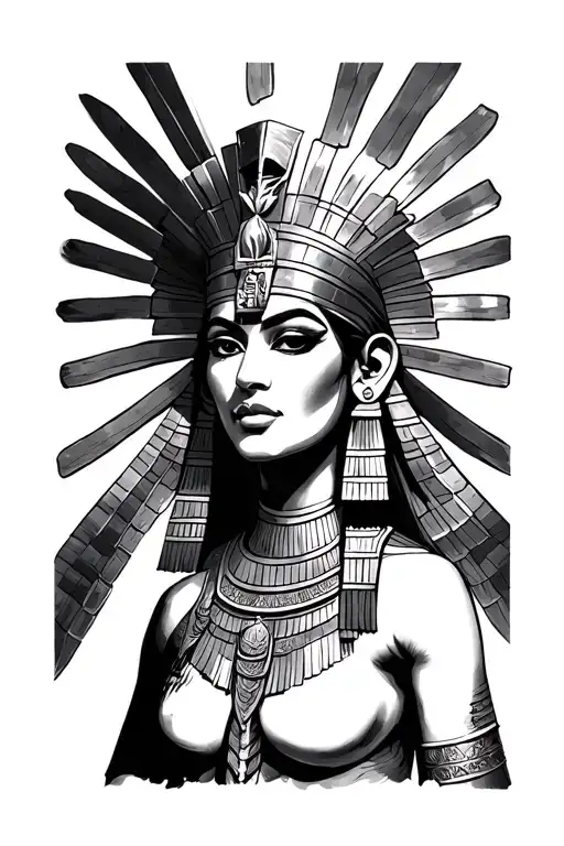 Black Egyptian queen bimbo warrior tattoo design idea