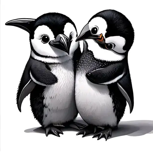 cute penguins holding hands holding tattoo design idea