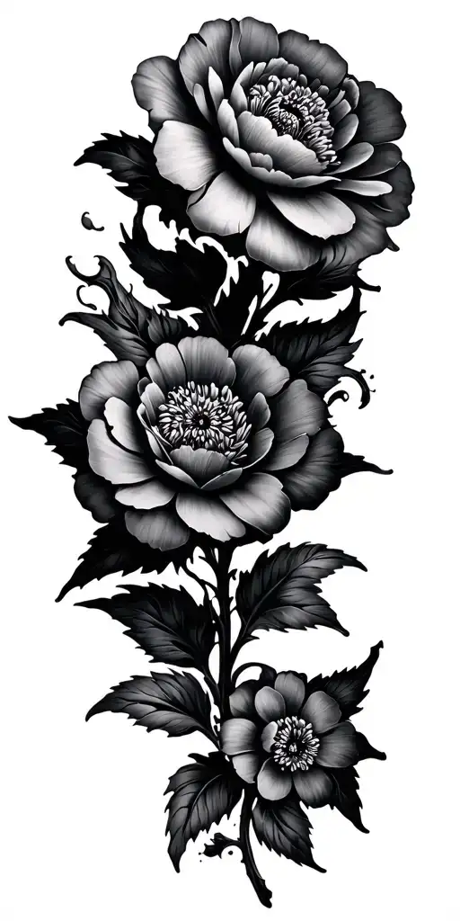 decayed  flowers tattoo design idea