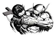 Daredevil hugging cross tattoo design idea