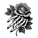 skeleton hand and rose made tattoo design idea