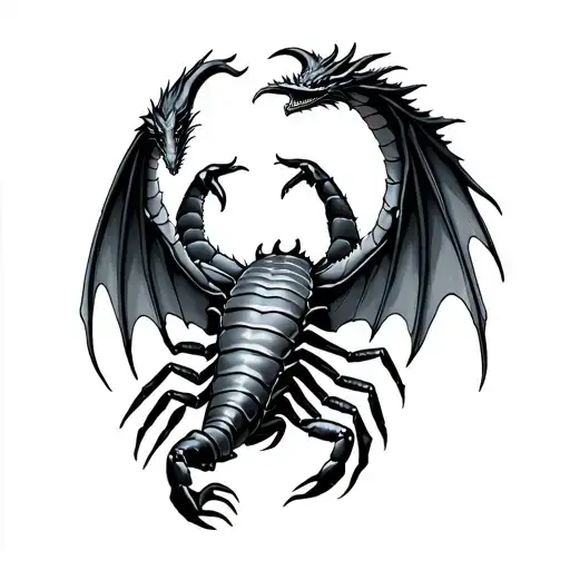scorpion with dragon wings spread tattoo design idea