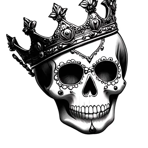 sugar skull wearing a crown tattoo design idea