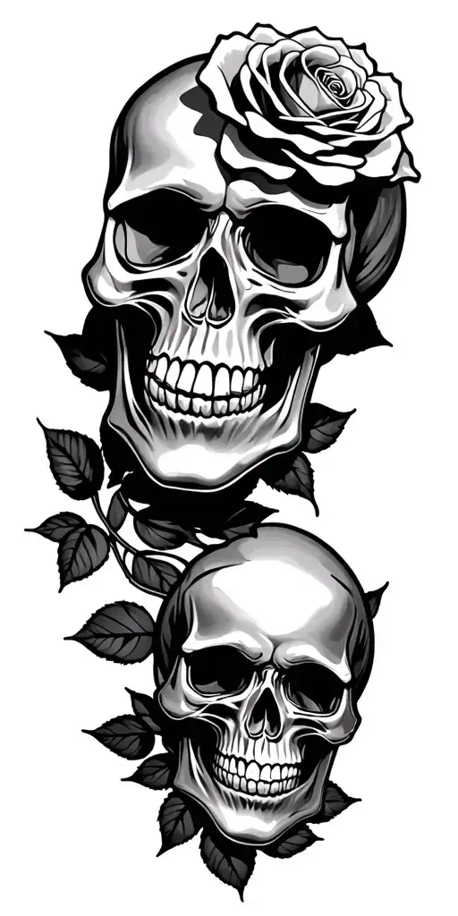 skulls rose lowrider car tattoo design idea