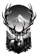 Guitar Mountain virginia deer antlers tattoo design idea
