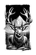 Guitar Mountain virginia deer antlers tattoo design idea