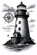 Lighthouse and compass tattoo design idea