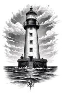 Lighthouse and compass tattoo design idea