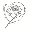 includes a cursive G, a rose and a heart. Black and white, masculine tattoo design idea