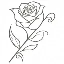 includes a cursive G, a rose and a heart. Black and white, masculine tattoo design idea