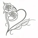 includes a cursive G, a rose and a heart. Black and white, masculine tattoo design idea