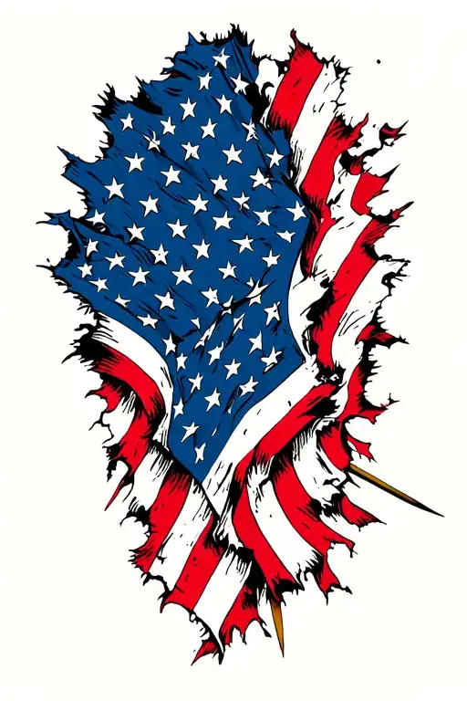 Tattered American flag intertwined tattoo design idea