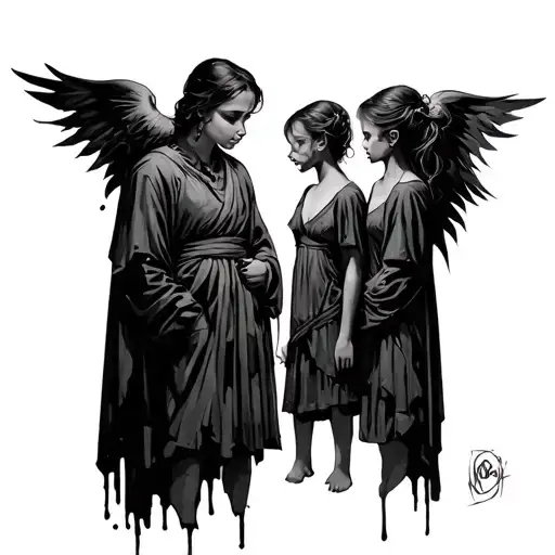 three siblings broken but still standing tattoo design idea
