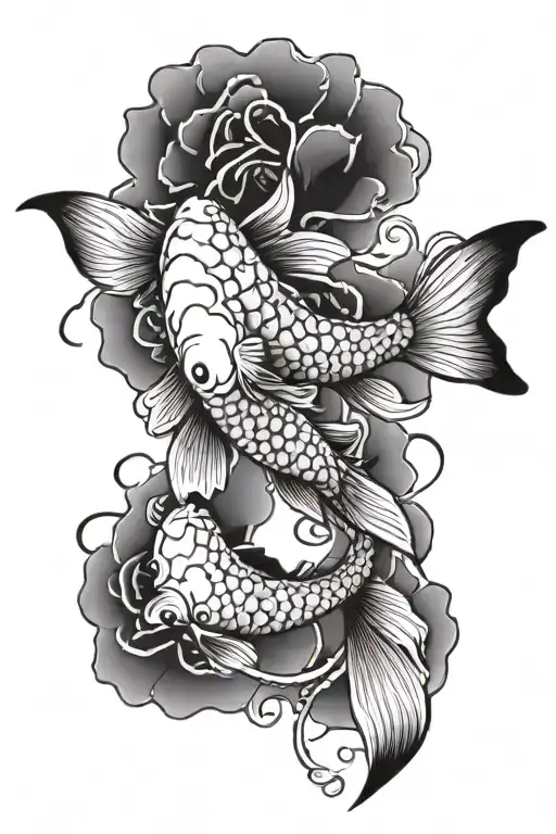 koi fish outline tattoo design idea