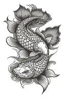 koi fish outline tattoo design idea