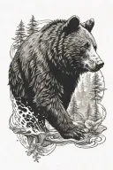 black bear surrounded tattoo design idea
