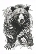 black bear surrounded tattoo design idea