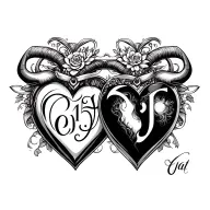 Taurus Couple, heart locket, 6.15.24, The letter J, and  script font writing: Locked In tattoo design idea