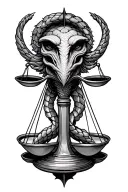 Libra scales creature inspired tattoo design idea