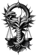 Libra scales creature inspired tattoo design idea