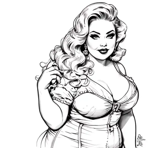 chubby pin up girl tattoo design idea