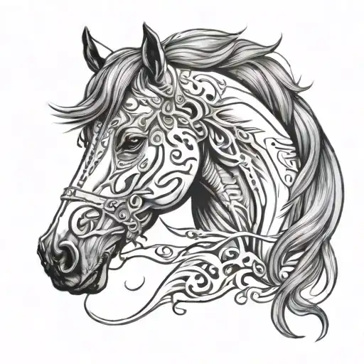 mustang horse tattoo design idea
