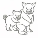 pig stuffed animal holding hands with a teddy bear  tattoo design idea
