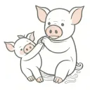 pig stuffed animal holding hands with a teddy bear  tattoo design idea