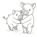 pig stuffed animal holding hands with a teddy bear  tattoo design idea