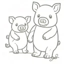 pig stuffed animal holding hands with a teddy bear  tattoo design idea