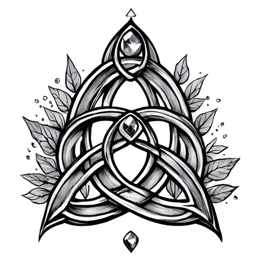 Triquetra knot with birthstones tattoo design idea