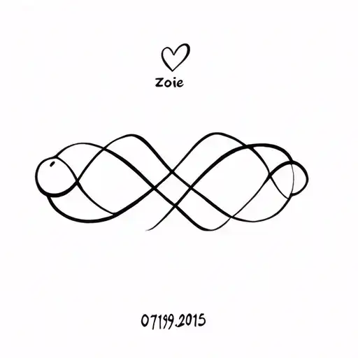 infinity and wave with semicolon and zoie 07192010 to 06192025 and a heart  tattoo design idea