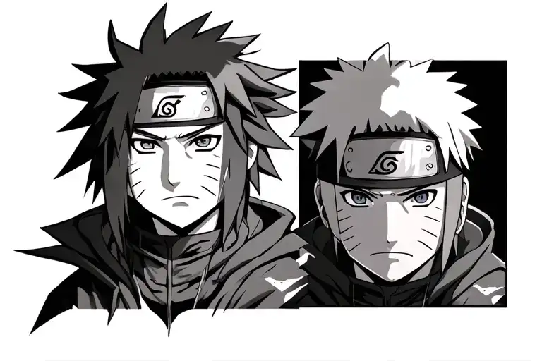 shnigami from naruto on top and below minato namikaze tattoo design idea