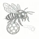  simple bumble bee and soccer ball tattoo design idea