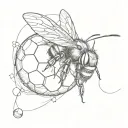  simple bumble bee and soccer ball tattoo design idea
