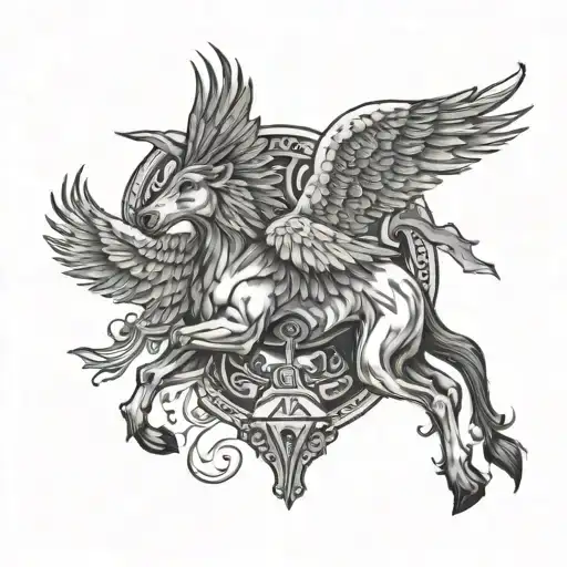 horse with a wolf head, and eagle wings  tattoo design idea