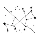 Connection of the constellations of Taurus and Scorpio in a minimalist style. The basis of the line and star sketch tattoo design idea