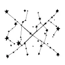 Connection of the constellations of Taurus and Scorpio in a minimalist style. The basis of the line and star sketch tattoo design idea