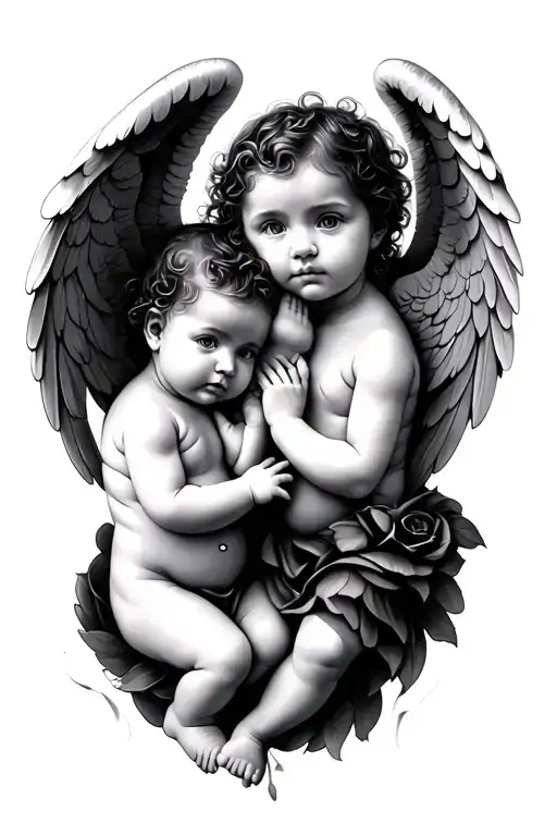 3 baby angels tattoo design idea