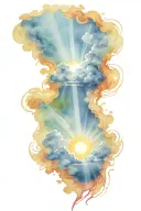 sun rays breaking through clouds tattoo design idea