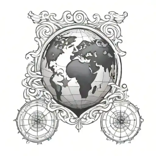 heart shaped globe tattoo design idea