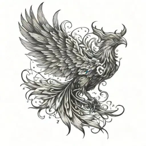 phoenix with outstretched wings tattoo design idea