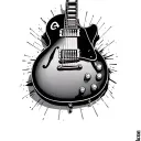 Les Paul guitar with a floor key and letters A and B tattoo design idea