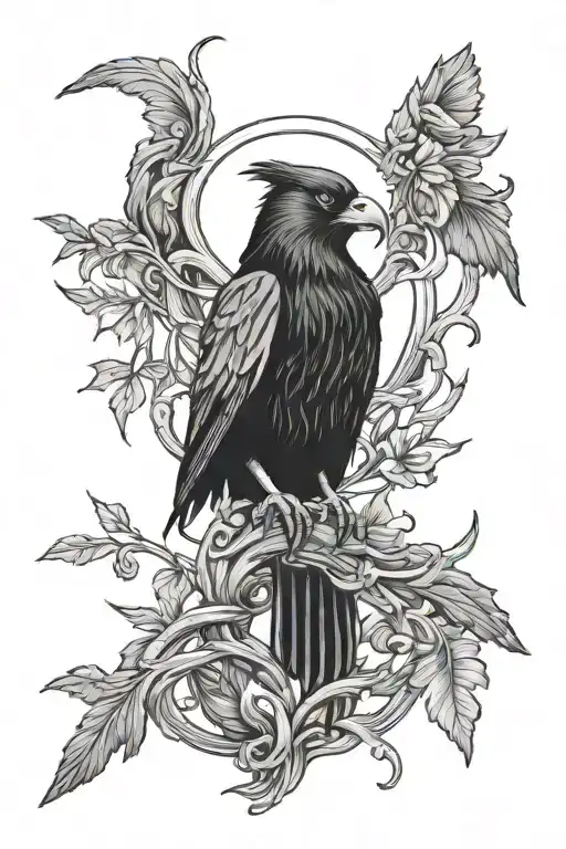 morrigan the crows perched tattoo design idea